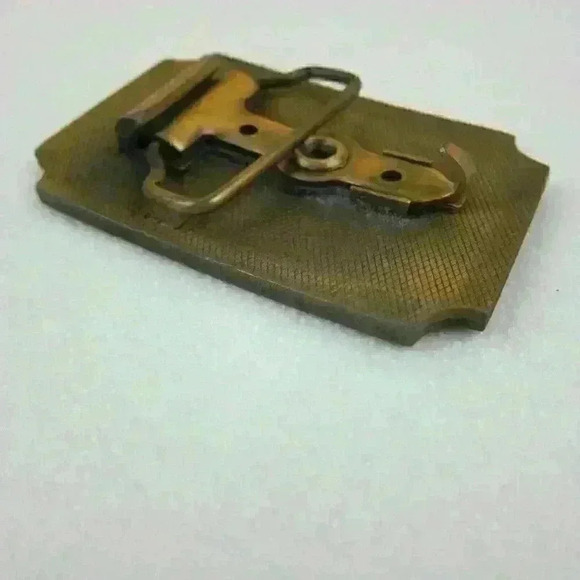 Vintage Belt Buckle Streamline Shippers Brass tone Metal Hit Line USA 1970s RARE - Picture 5 of 12